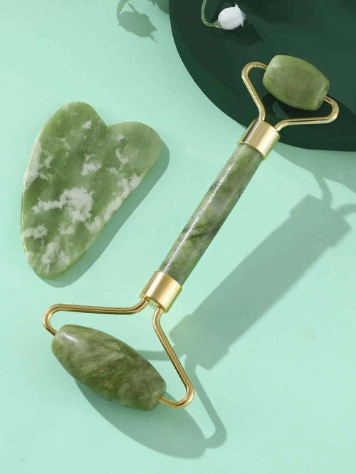 Set Roller de Jade + Gua Sha de jade natural